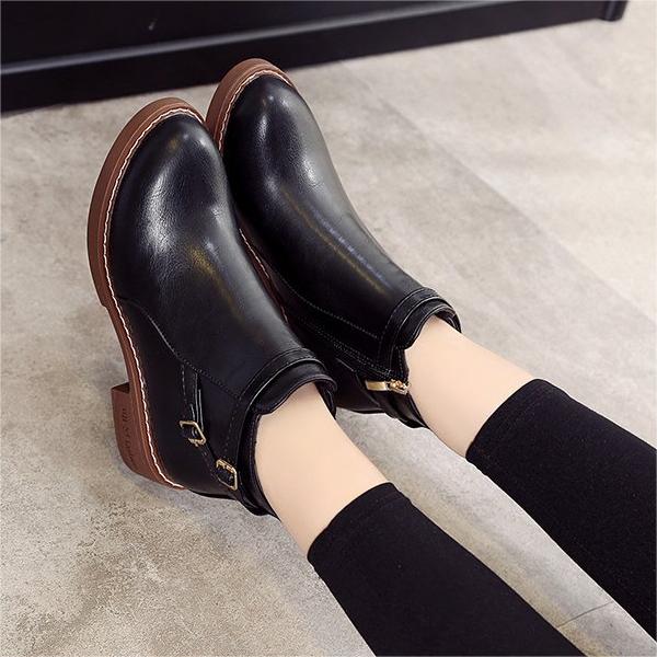 New Women’s  Ankle Boots Fashion Retro Platform Shoe Woman Round Toe Med (3cm-5cm) Zapatos De Mujer Ladies Shoes