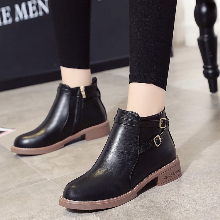 New Women’s  Ankle Boots Fashion Retro Platform Shoe Woman Round Toe Med (3cm-5cm) Zapatos De Mujer Ladies Shoes