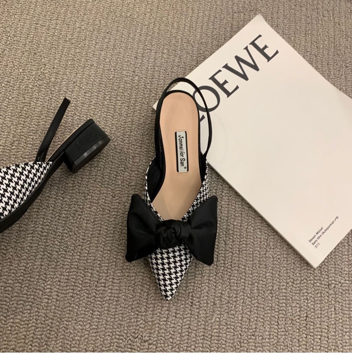 French Thick Heel Bowknot Sandals Women Summer 2022 New Elegant Medium Heel Women's shoes Fashion Grid Design Pumps sandales