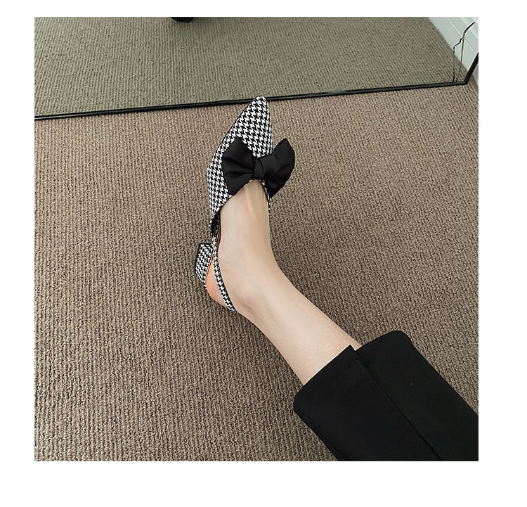 French Thick Heel Bowknot Sandals Women Summer 2022 New Elegant Medium Heel Women's shoes Fashion Grid Design Pumps sandales