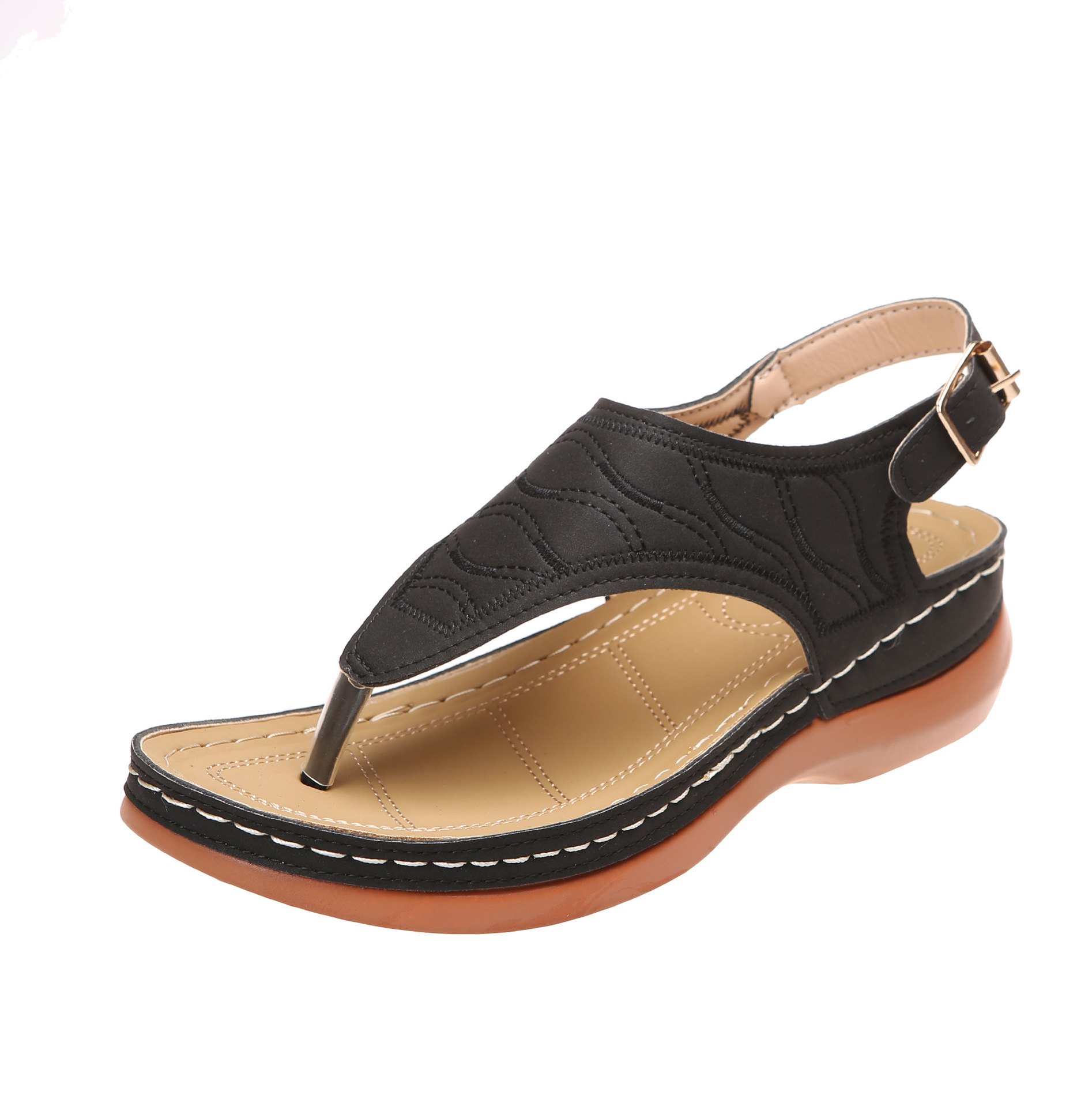 Flats Sandals New Summer Women Strap Sandals Women's Flats Open Toe Solid Casual Shoes Rome Wedges Thong Sandals Ladies Shoes