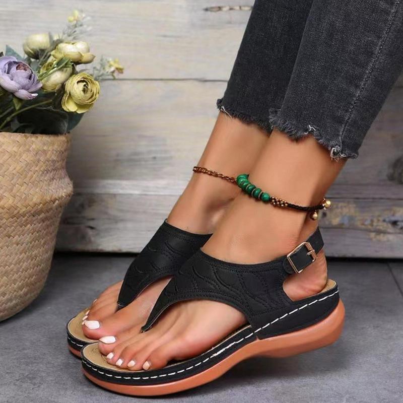 Flats Sandals New Summer Women Strap Sandals Women's Flats Open Toe Solid Casual Shoes Rome Wedges Thong Sandals Ladies Shoes