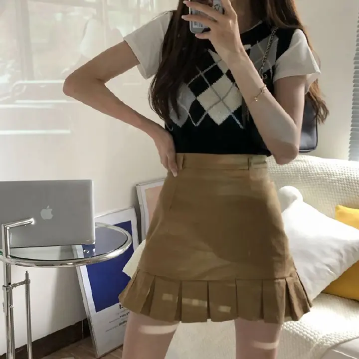 Femininity Commuter Small Tall Waist Thin Wooden Ear Edge Sweet Short Skirt