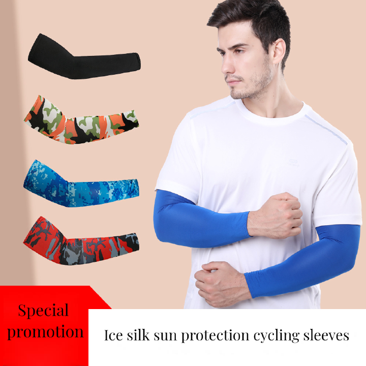 Cycling Lce Silk Sleeves Summer Outdoor Sun Protection Arm Protector Milk Silk Material Breathable, Sweat-absorbing, Skin-friendly Outdoor Activities For Men and Women
