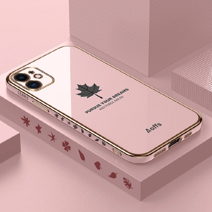 Phone Case For Oppo R9  Oppo R10 Oppo R8 Phone Case Electroplated Maple Leaf Suitable For Realme10 Protective Case Silicone A76A58 New Phones Accessories
