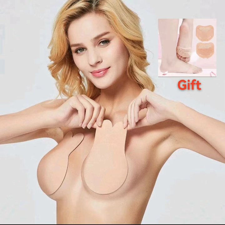 rabbit ear heart hollow silicone invisible pasties breathable self adhesive push up anti sag strapless nipple covers for women wedding dress bikini daily wear