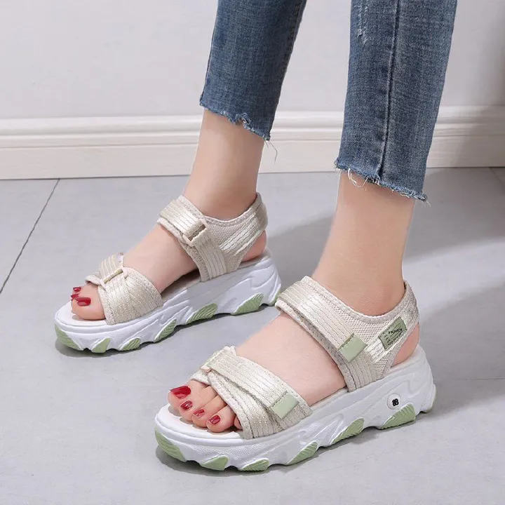 Flat Line Sandals With Beach Shoes Velcro Platform Casual Sports Sandals