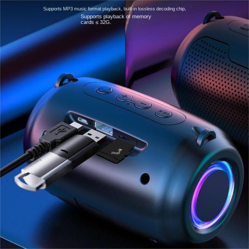 Bluetooth Speakers Wireless Bluetooth Speaker Subwoofer Large Volume Cool Dynamic Atmosphere Light 5.0 Portable Small Home Outdoor