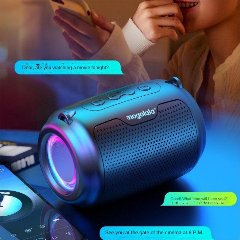 Bluetooth Speakers Wireless Bluetooth Speaker Subwoofer Large Volume Cool Dynamic Atmosphere Light 5.0 Portable Small Home Outdoor