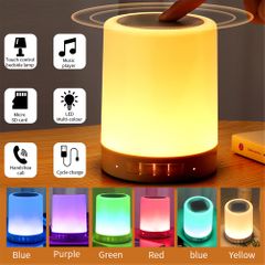 Portable Bluetooth Speaker Wireless Mini Player Touch Pat Light Colorful LED Night Light Bedside Table Lamp for Better Sleeps Warm light 8.7*7cm