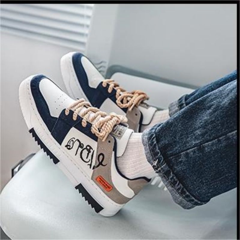 Skateboarding New Fashion Men's Casual Thick Sole Lace-Up Student Sports Shoes Male Teenagers All Casual