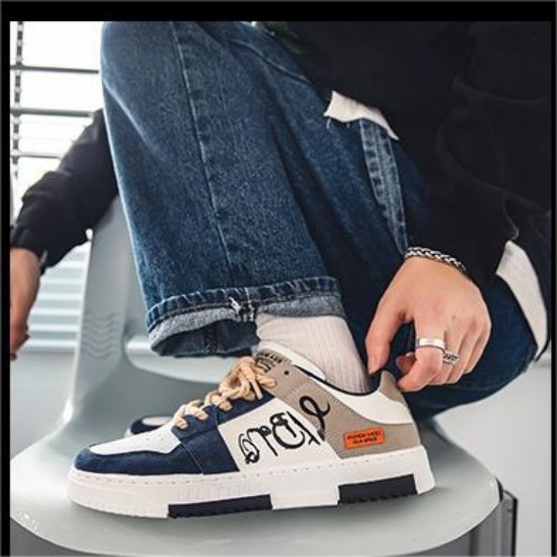 Skateboarding New Fashion Men's Casual Thick Sole Lace-Up Student Sports Shoes Male Teenagers All Casual