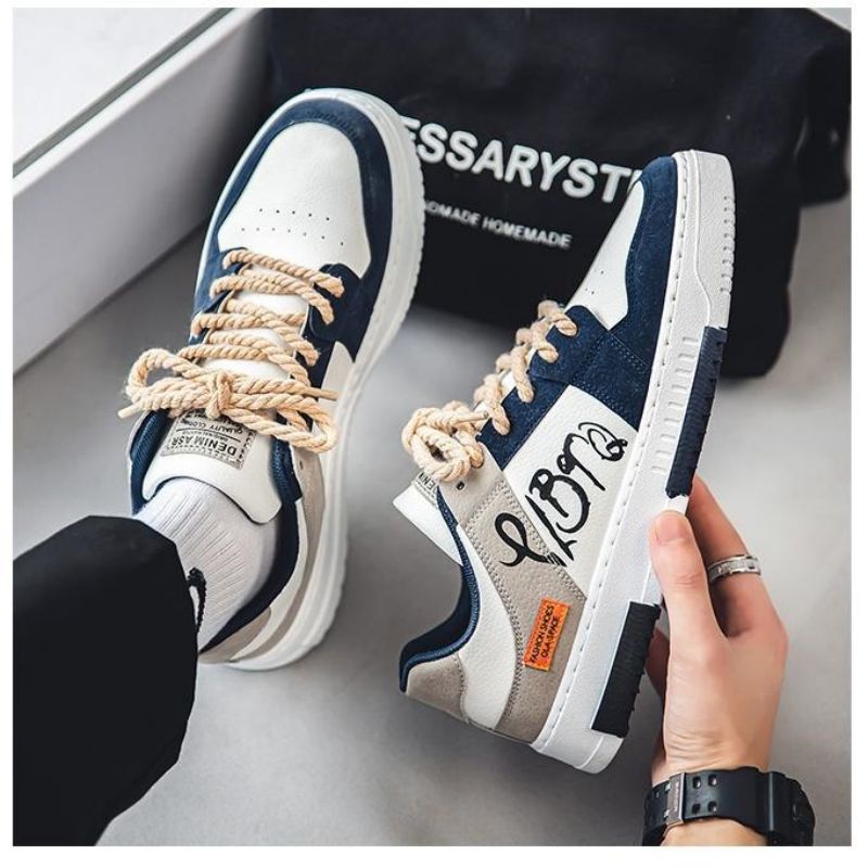 Skateboarding New Fashion Men's Casual Thick Sole Lace-Up Student Sports Shoes Male Teenagers All Casual