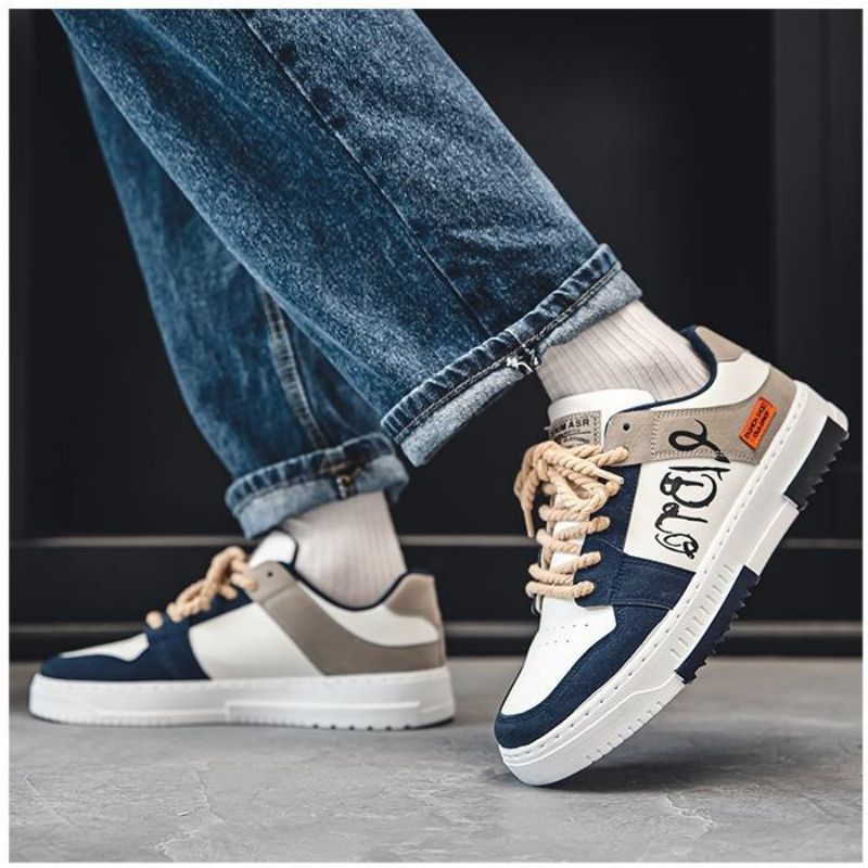 Skateboarding New Fashion Men's Casual Thick Sole Lace-Up Student Sports Shoes Male Teenagers All Casual