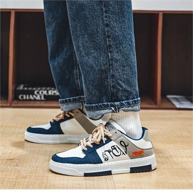 Skateboarding New Fashion Men's Casual Thick Sole Lace-Up Student Sports Shoes Male Teenagers All Casual