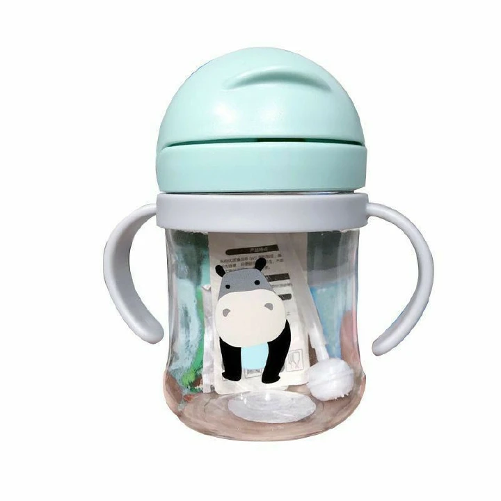 Children's Drinking Cup 250ml With Straw Measuring Handle Bpa-Free Plastic Sippy Cup Feeding