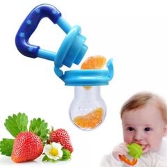 Baby Pacifier Infant Nipple Soother Toddler Kids Pacifier Feeder for Fruits Food Nibler Dummy Baby Feeding Pacifier Bottle-Feeding Blue