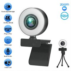 Beauty conference video live full hd 1080p webcam with built-in mac with ring fill light Webcams Black