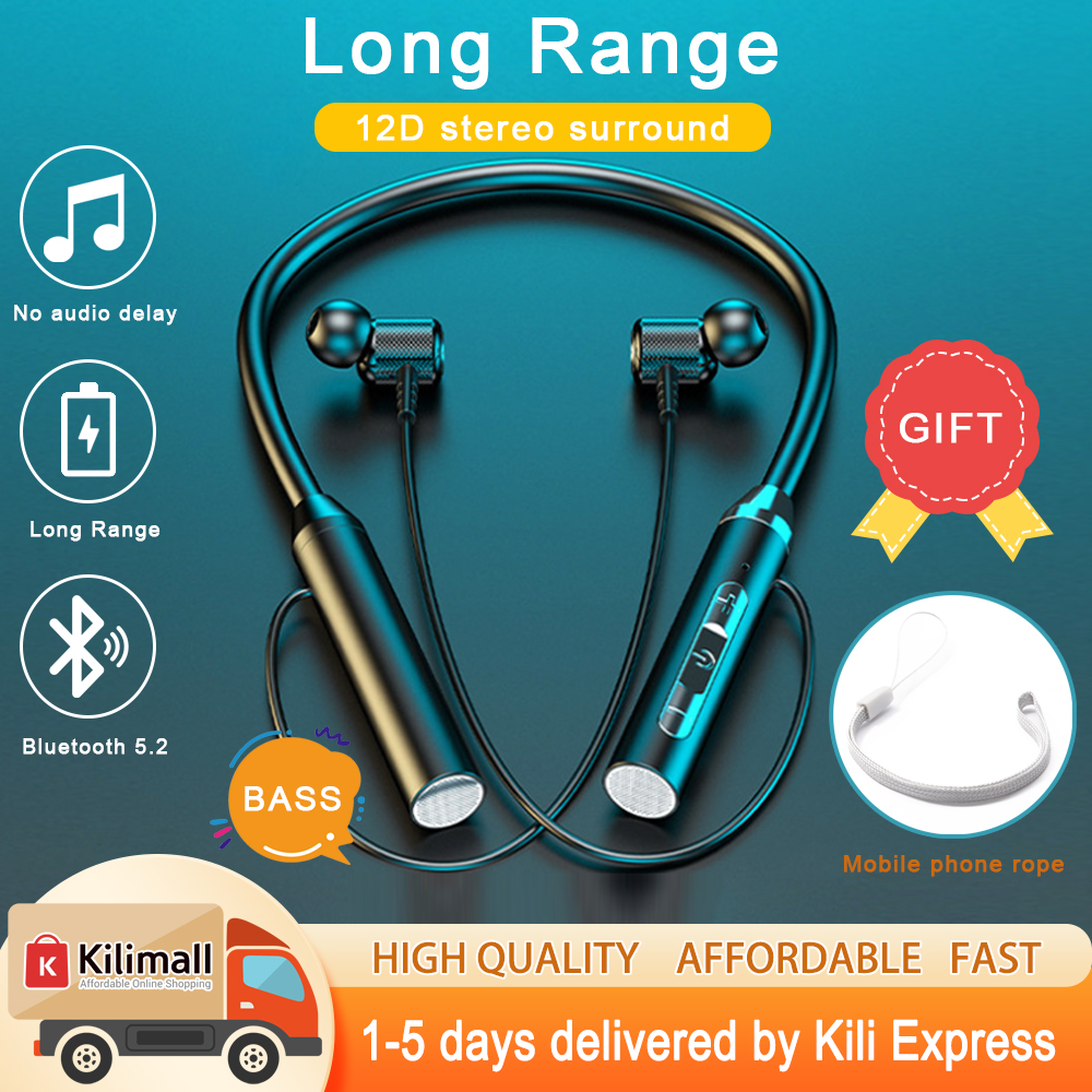Super Bass Popular, Built-in 280 mAh Battery, Wireless Bluetooth Earphones, Neckband, Magnetic  sports earphones, Bluetooth 5.2 Noise Reduction Headset black