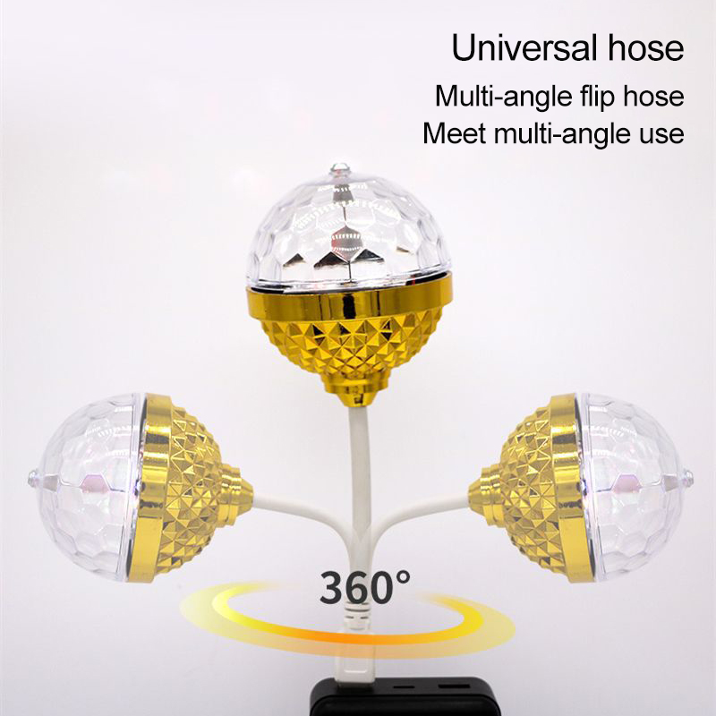 360° Rotating Disco Ball Light Golden Self-propelled Light Automatic Color Change USB Interface Power Supply KTV Bar Family Night Light Atmosphere Small