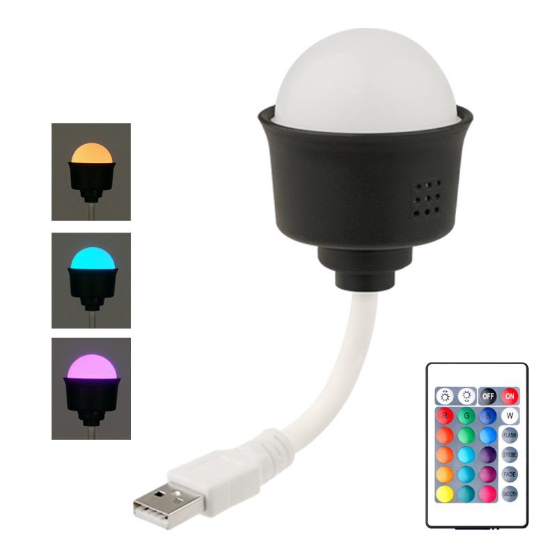 LED Atmosphere Night Light RGB Disco Lamps Ball Small Portable USB Power Supply Hose 360° Turn Remote Control Control Light Change Gift Home KTV Bar Bedroom