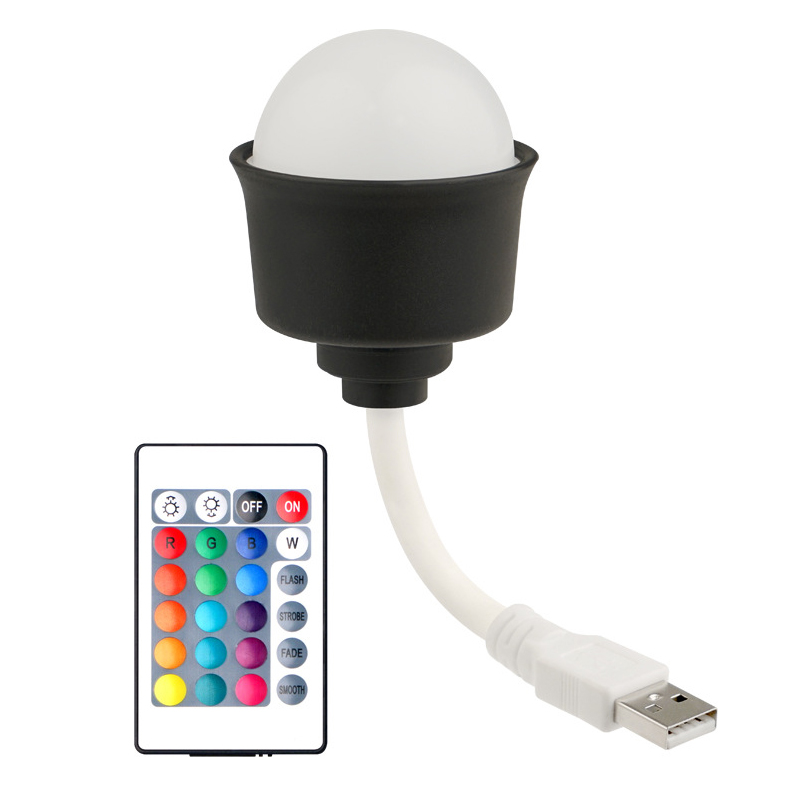 LED Atmosphere Night Light RGB Disco Lamps Ball Small Portable USB Power Supply Hose 360° Turn Remote Control Control Light Change Gift Home KTV Bar Bedroom