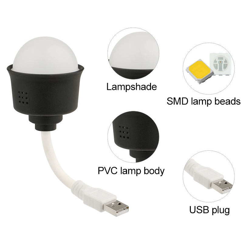 LED Atmosphere Night Light RGB Disco Lamps Ball Small Portable USB Power Supply Hose 360° Turn Remote Control Control Light Change Gift Home KTV Bar Bedroom