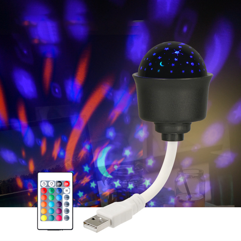 LED Small Starry Sky Atmosphere Night Light Projection RGB Disco Lamps Ball Small Portable USB Power Supply Remote Control Lighting Changes KTV Bar Home Entertainment