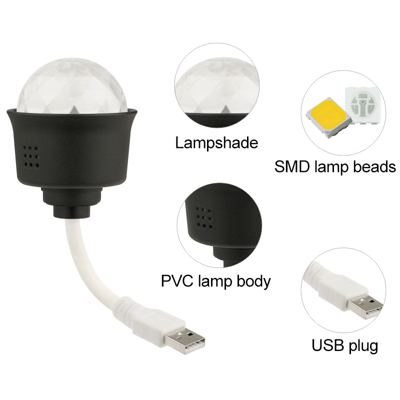 LED Disco Magic Lamps Ball Atmosphere Night Light Living Room Bar KTV Mini Portable Remote Control RGB Projection Light USB Interface Power Supply Gift