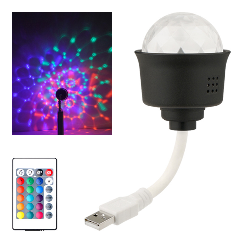 LED Disco Magic Lamps Ball Atmosphere Night Light Living Room Bar KTV Mini Portable Remote Control RGB Projection Light USB Interface Power Supply Gift