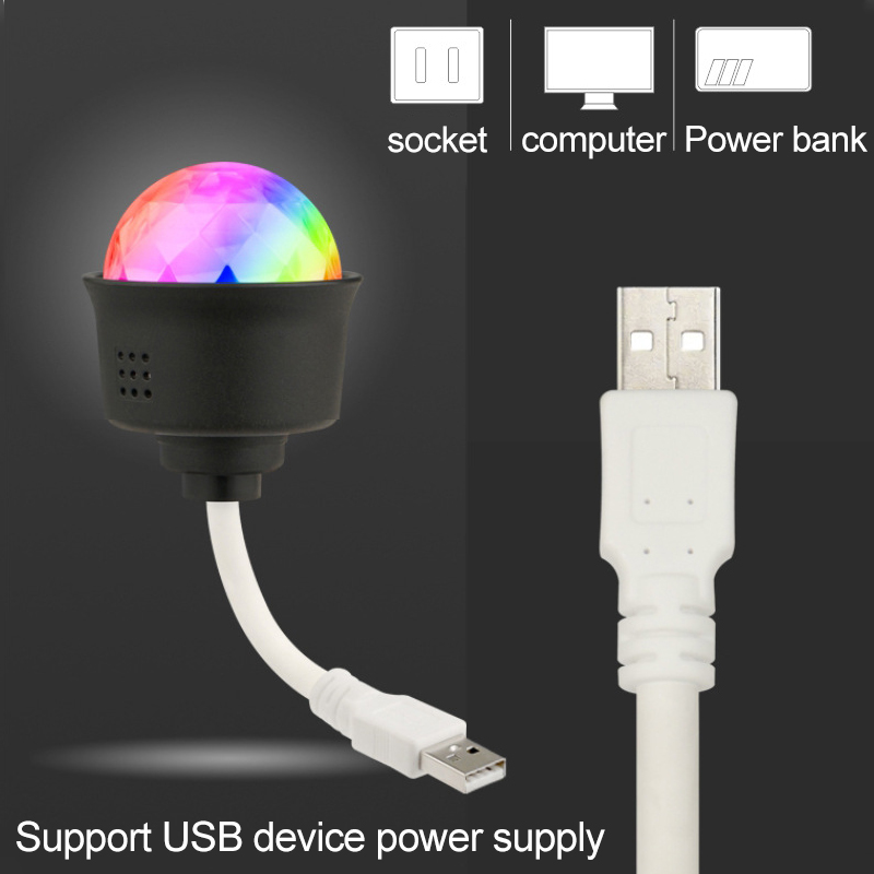 LED Disco Magic Lamps Ball Atmosphere Night Light Living Room Bar KTV Mini Portable Remote Control RGB Projection Light USB Interface Power Supply Gift