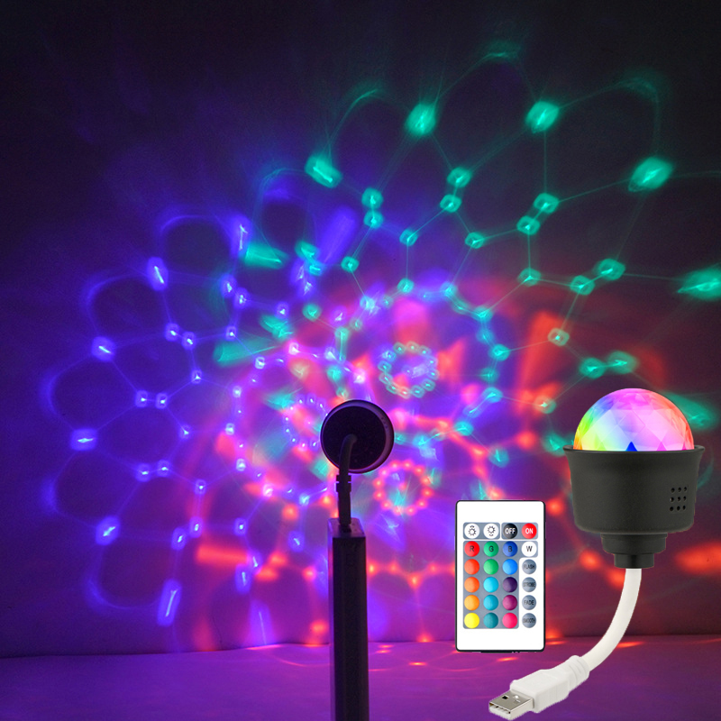 LED Disco Magic Lamps Ball Atmosphere Night Light Living Room Bar KTV Mini Portable Remote Control RGB Projection Light USB Interface Power Supply Gift