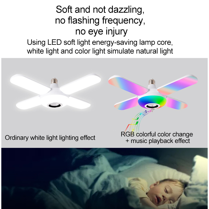 LED bulbs Bluetooth Connection To Play Music Remote Control To Adjust Colorful RGB Lighting And Audio Universal E27 Lamp Holder Folding Shrink Living Room Bedroom KTV