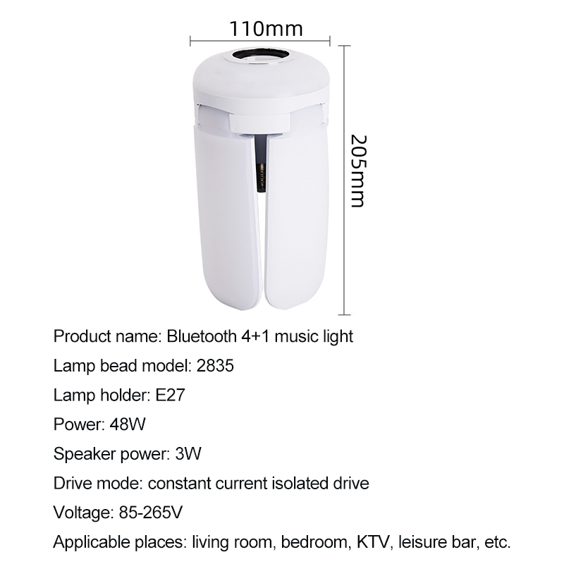 LED bulbs Bluetooth Connection To Play Music Remote Control To Adjust Colorful RGB Lighting And Audio Universal E27 Lamp Holder Folding Shrink Living Room Bedroom KTV