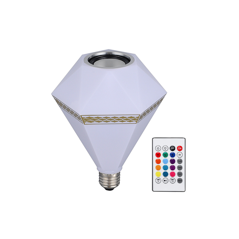 Diamond-shaped Speaker LED Bulbs Remote Control Symphony RGB Lighting Connected To Bluetooth Can Play Music E27 15W Atmosphere Light Bar KTV Bedroom Living Room