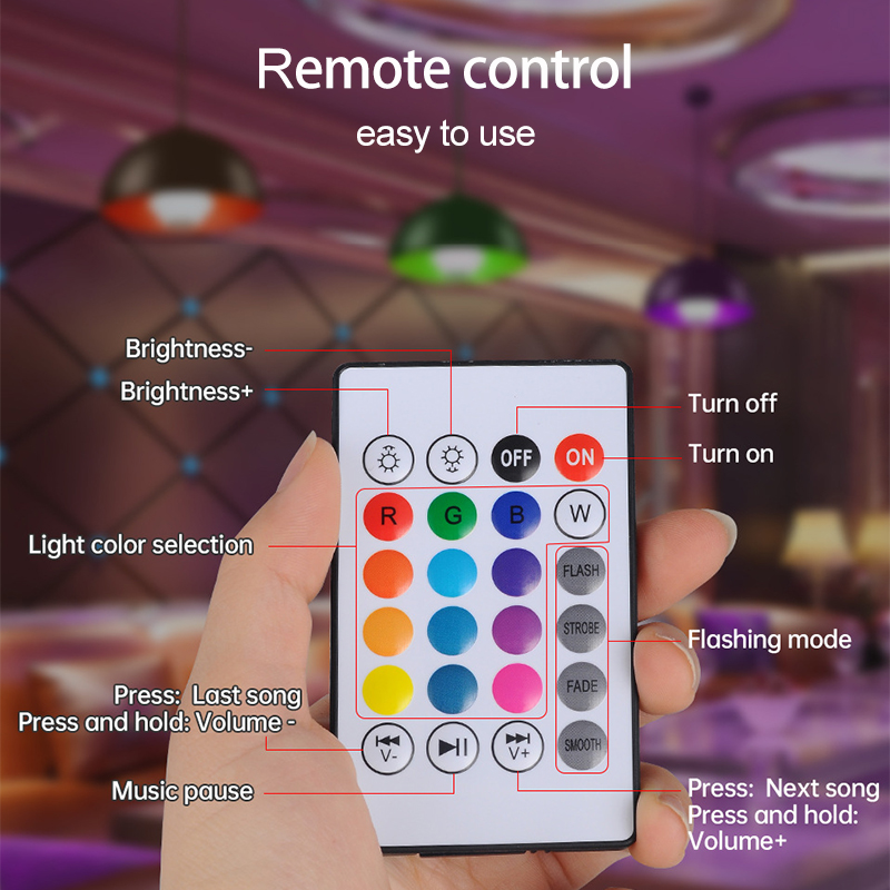 Diamond-shaped Speaker LED Bulbs Remote Control Symphony RGB Lighting Connected To Bluetooth Can Play Music E27 15W Atmosphere Light Bar KTV Bedroom Living Room