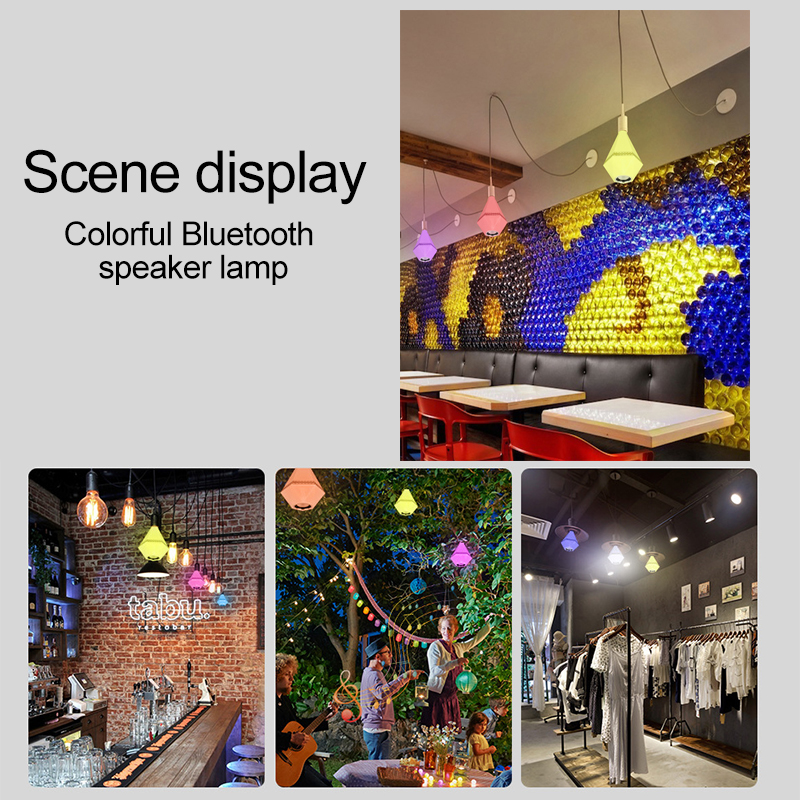 Diamond-shaped Speaker LED Bulbs Remote Control Symphony RGB Lighting Connected To Bluetooth Can Play Music E27 15W Atmosphere Light Bar KTV Bedroom Living Room