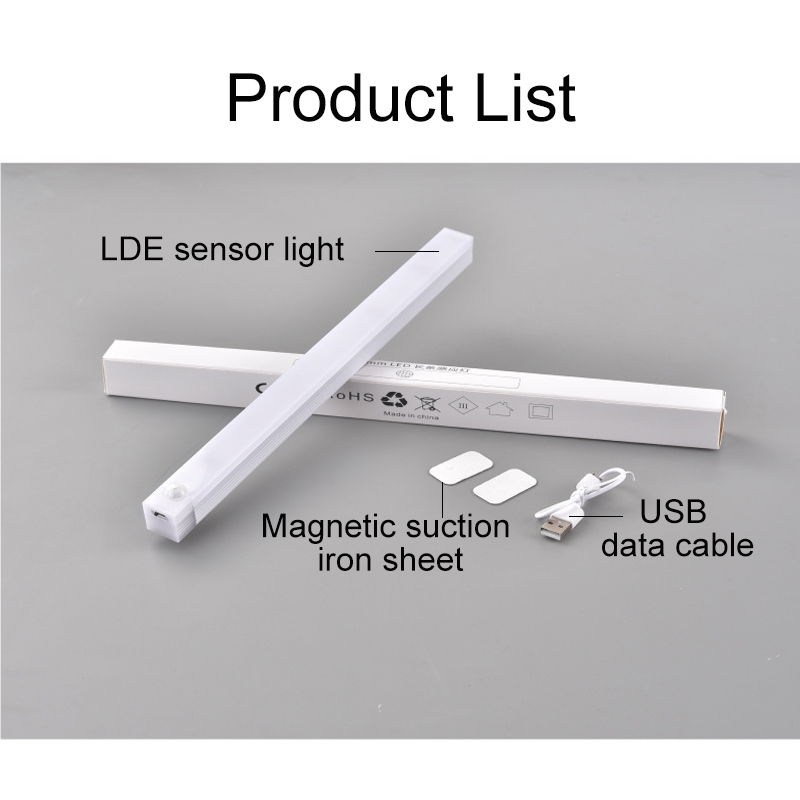LED Human Body Induction Night Light Wall Lamp Strip USB Charging Wireless Bedside Wardrobe Bedroom Corridor Magnet Installation White Light Heating Cabinet