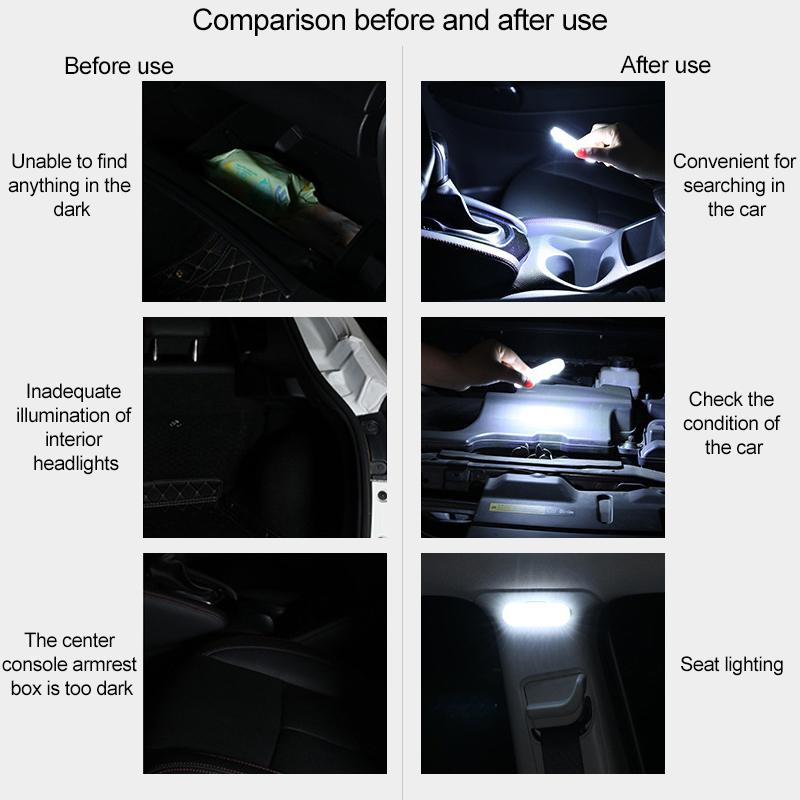 Touch Atmosphere Light Car White Lights Household wall Lamp USB Rechargeable Lighting Reading And Finding LED Light Small Magnetic Sticker Installation