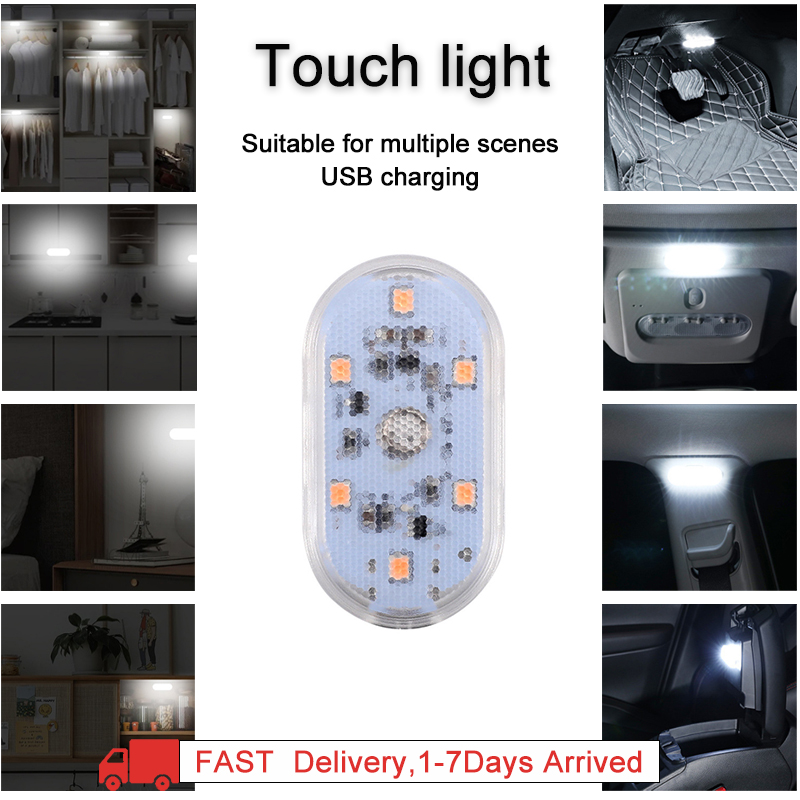 Touch Atmosphere Light Car White Lights Household wall Lamp USB Rechargeable Lighting Reading And Finding LED Light Small Magnetic Sticker Installation