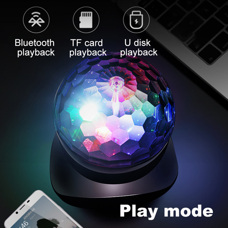 Bluetooth Audio Light Stage Disco Rotating Lamp Projection Light LED Colorful Light KTV Little Magic Ball Playing Music U Disk TF Card Playing Bungee Atmosphere Home Room