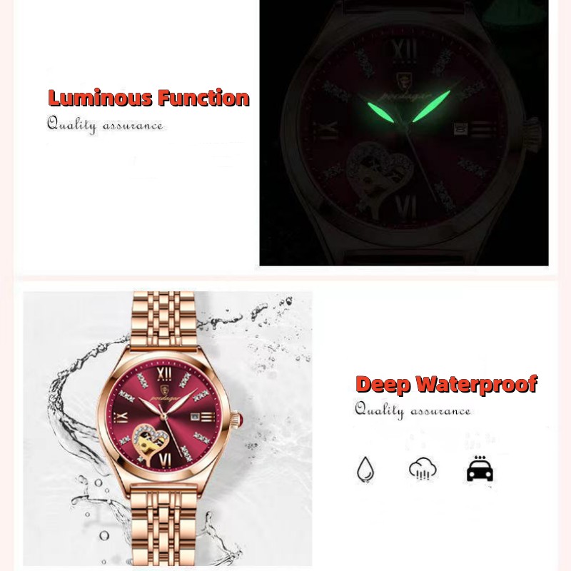 POEDAGAR Women Watches Luminous Waterproof Women's Watch Fine Steel Strip Calendar Quartz Watches Female Wrist Watch