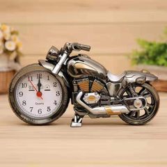 Creative Retro Alarm Clock Watch Motorcycle Model Alarm Clock Child Black as picture