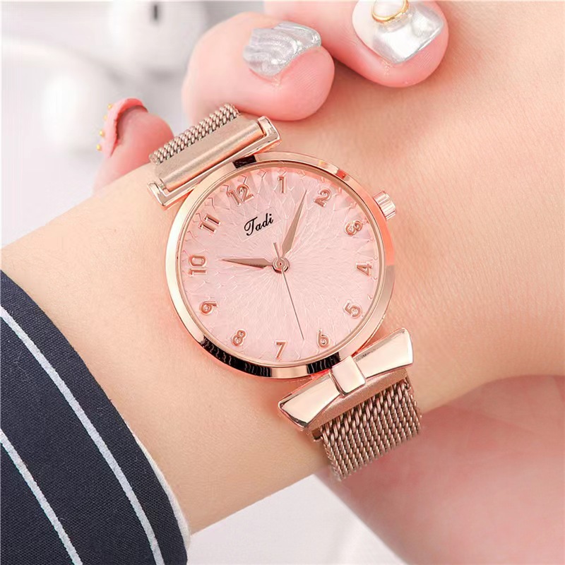 6 Pcs/set Women's watch Bracelet Necklace Suit Simple Fashion Watch Bow Women's Quartz Watch Jewelry Gifts