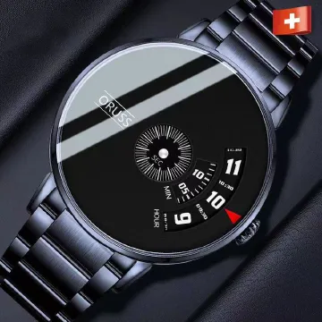 ORUSS Men Watches Personality Steel Strap Quartz Men's Sports Watches Male Wrist Business Watch BlackBlack