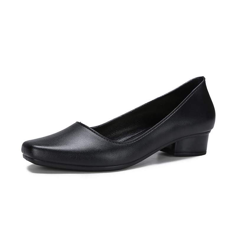 Non-slip thickened sandals women's summer shallow casual fashionable versatile heightened comfortable block heel square toe Internet celebrity single shoes heel flats shoes for lad Black EU37Black,EU37