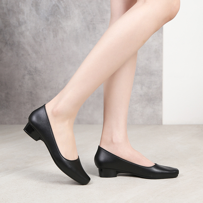 Non-slip thickened sandals women's summer shallow casual fashionable versatile heightened comfortable block heel square toe Internet celebrity single shoes heel flats shoes for ladys heels