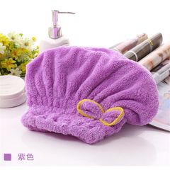 Shower Cap Women Hair Cap Microfibre Quick Hair Drying Bath Spa Bowknot Cap Wrap Towel Hat For Bath Bathroom Accessories Purple