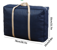 Extra Large Moving Bags with Zippers & Carrying Handles, Waterproof Heavy-Duty Storage Tote for Space Saving Moving Storage Navy Blue XL-78x55x25cm