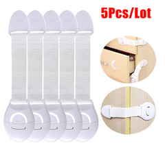 5Pcs Child Safety Cabinet Locks Baby Security Protector Drawer Door Cabinet Lock Kids Plastic Safety Locks Children Protection White 5pcs